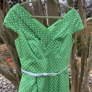 Tahari Arthur S Levine Polka Dot Apple Green Dress